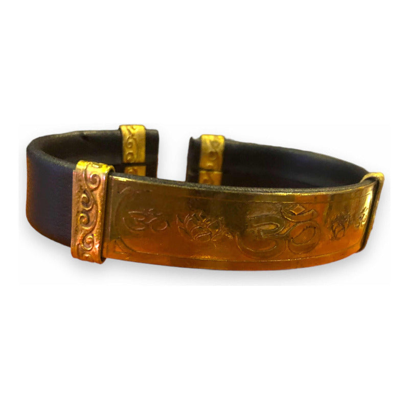 Om Engraved Leather Bracelet