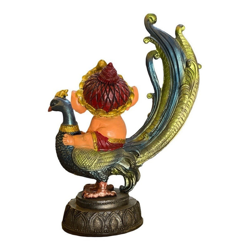 Ganesh Peacock Resin Figure Prosperity 24cm 3 Colors