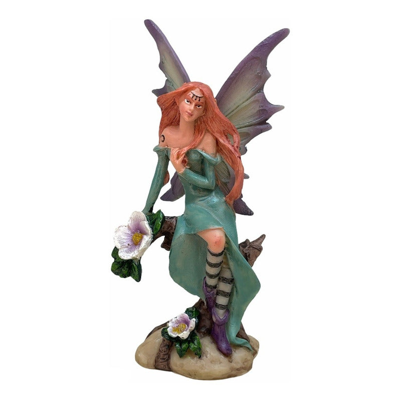 Fairy Sitting on a Log 13 Cm Mexican Resin