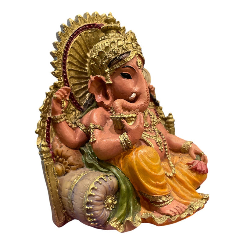 Ganesh Throne Resin Statue 14 Cm.