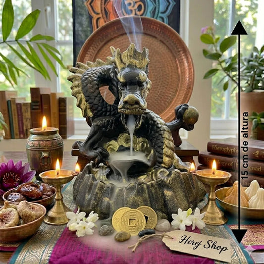 Cascada De Humo Dragon 14 Cm De Altura Negro Dragón