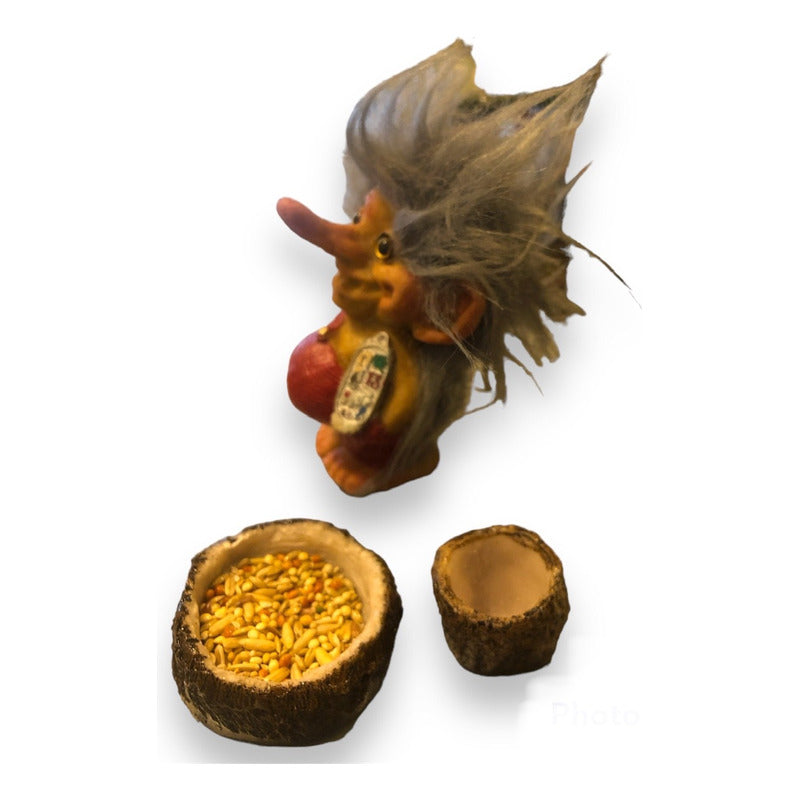 Troll-Talisman + Futterspender + Samen + Karte, 9 cm hoch