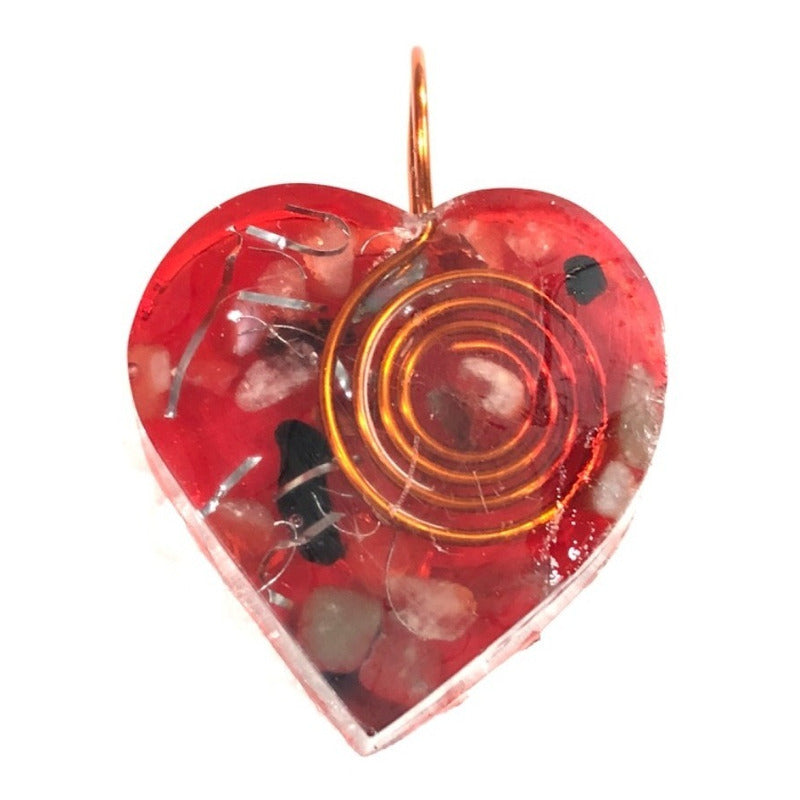 Orgonite Heart Pendant Amulet Charm Cleanses Energy
