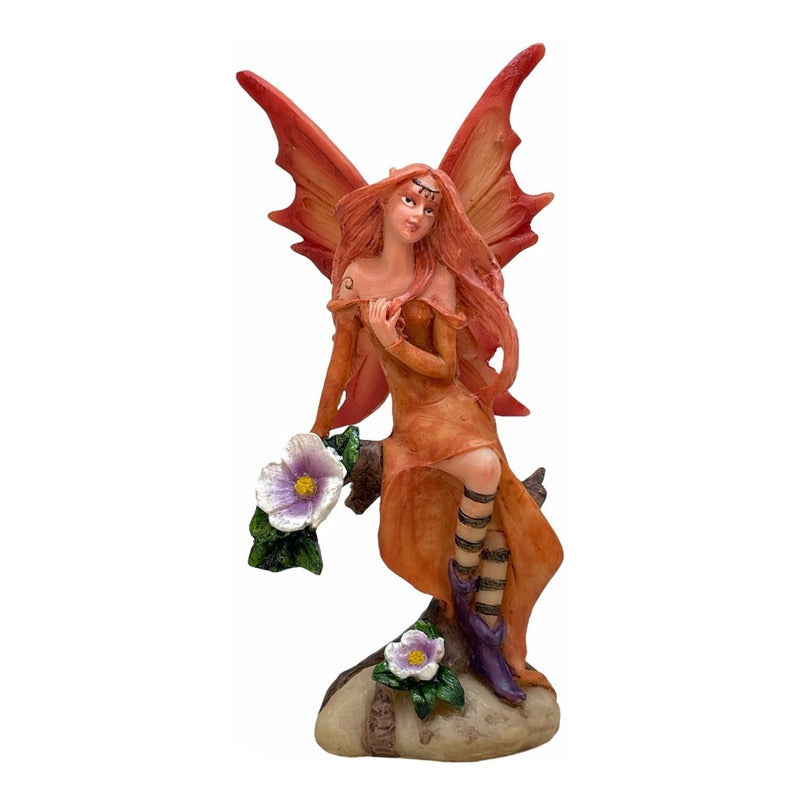 Fairy Sitting on a Log 13 Cm Mexican Resin