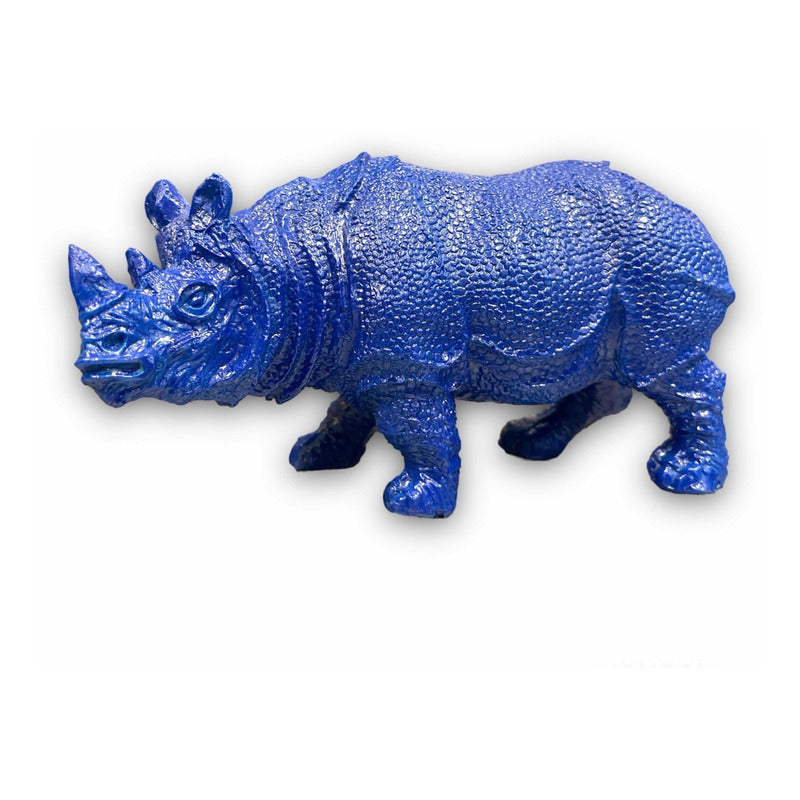 Blue Elephant and Rhinoceros Feng Shui Figure 8.6cm and 7.5cm