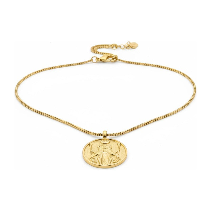 Triple Diosa Medalla Dorada Hecate Celta Con Cadena Dorado Dorada