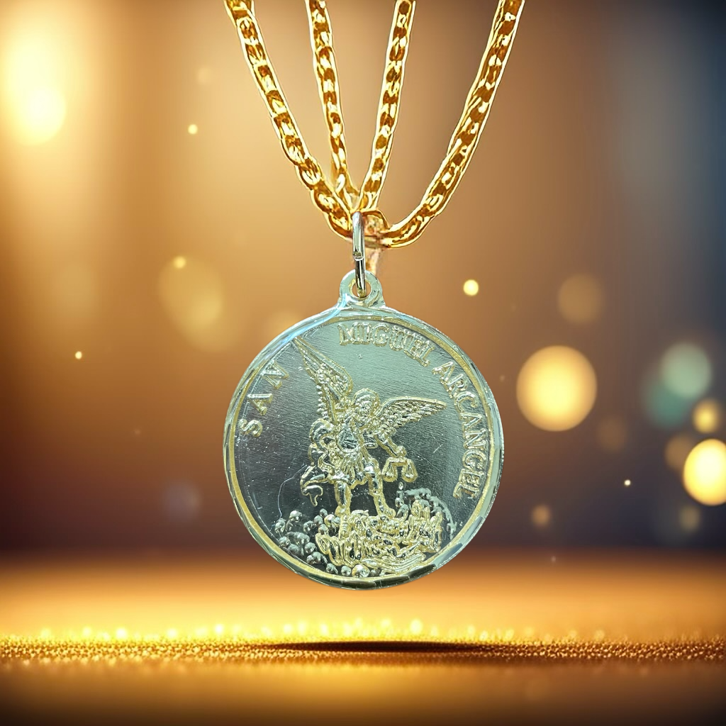 Saint Michael the Archangel G Gold Encapsulated Medal 30 mm