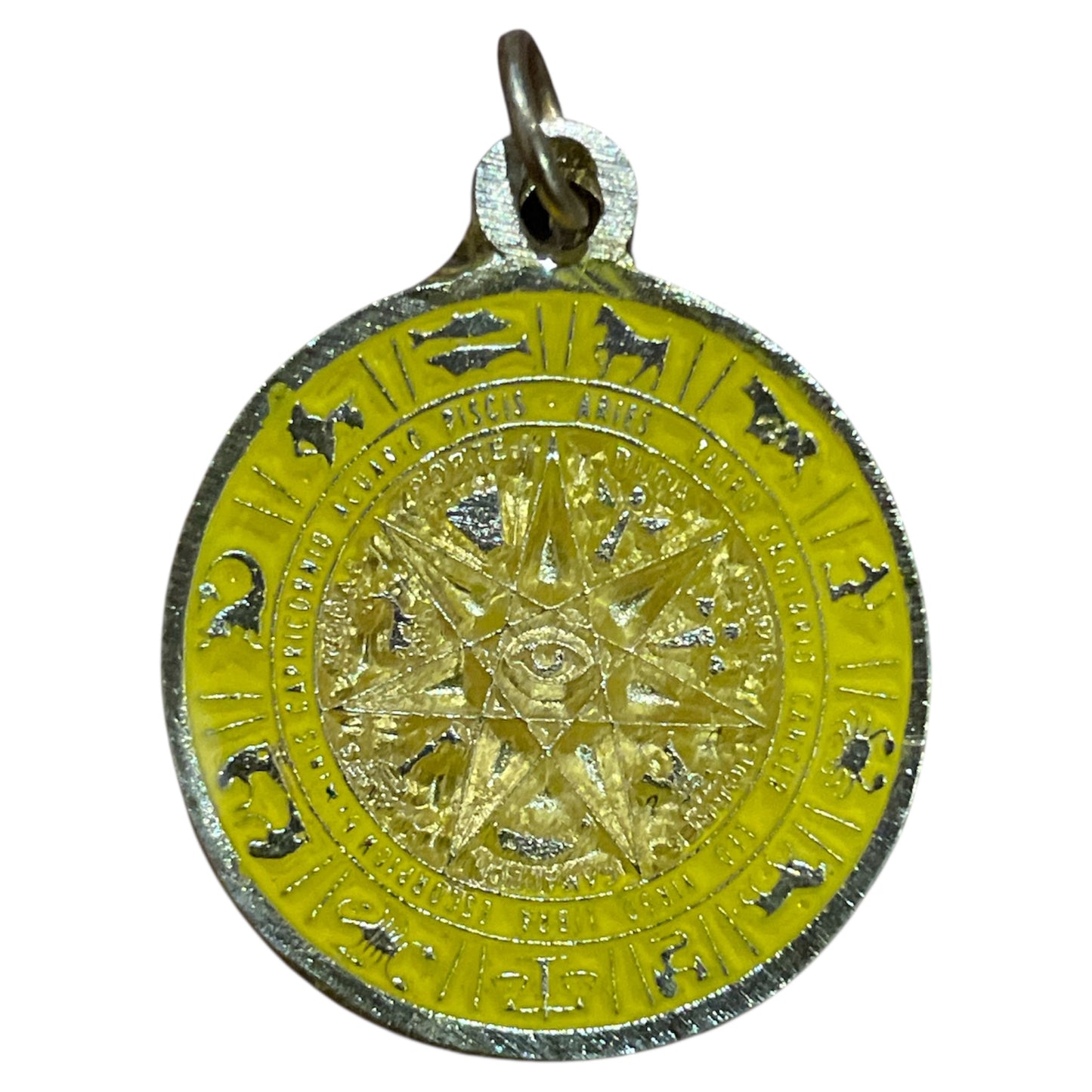 Star Pendant 12 Zodiac Signs in encapsulated metal