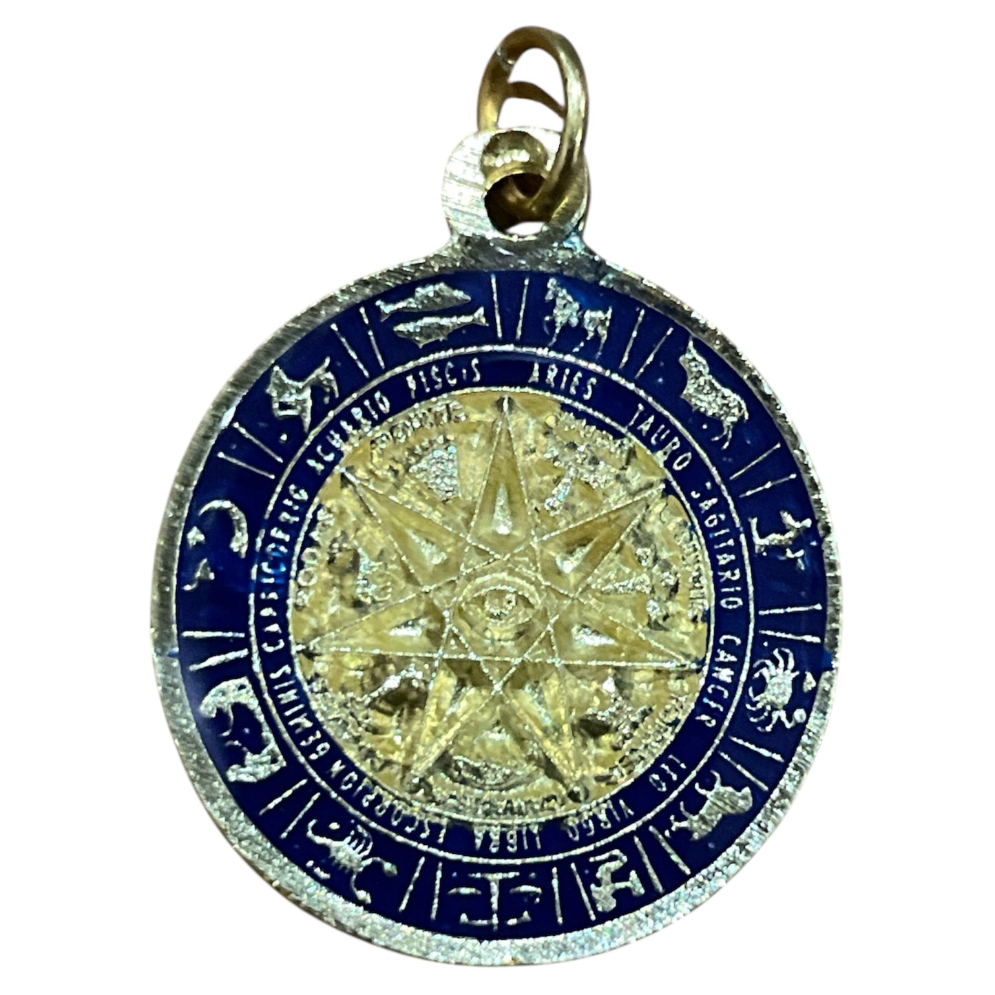 Star Pendant 12 Zodiac Signs in encapsulated metal