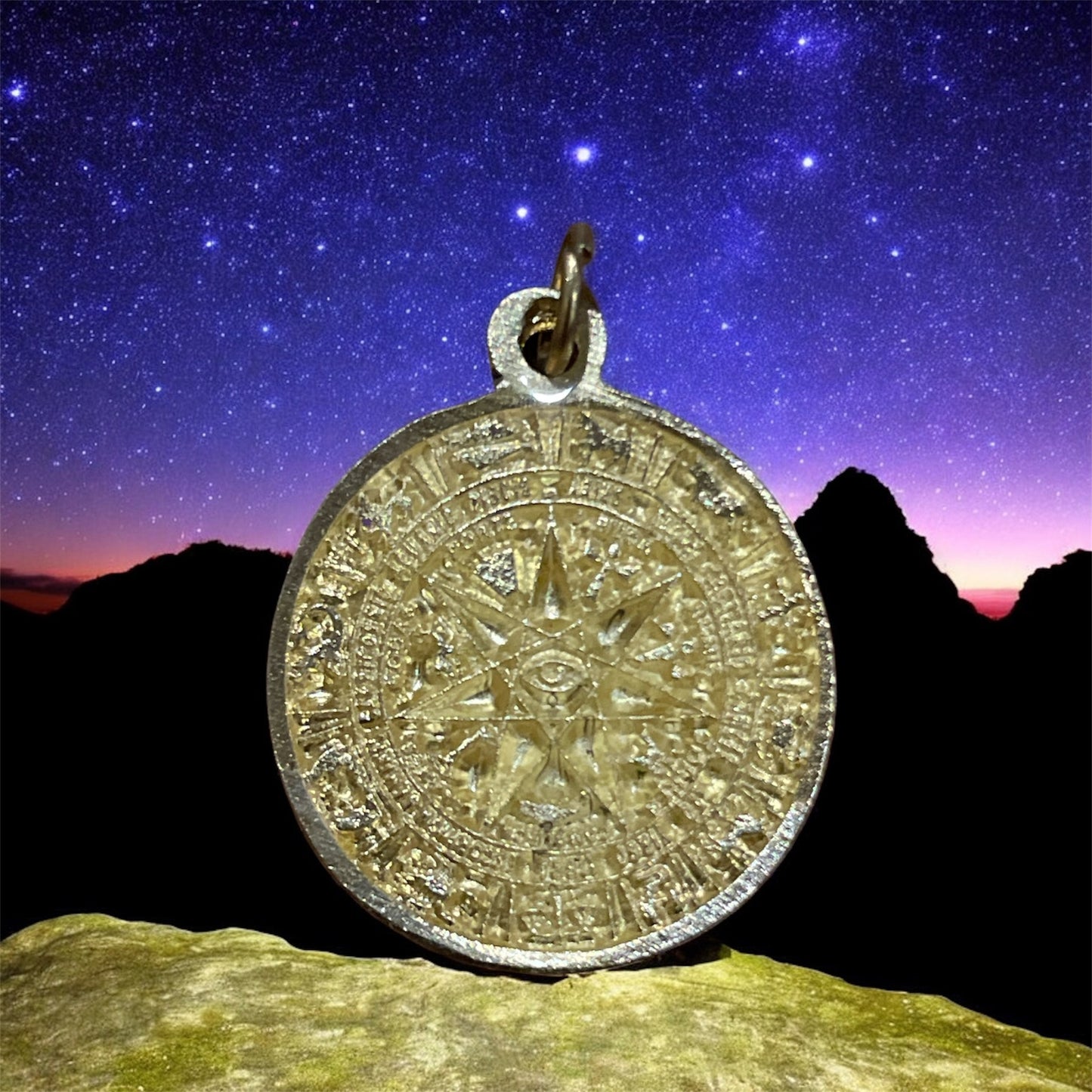 Star Pendant 12 Zodiac Signs in encapsulated metal