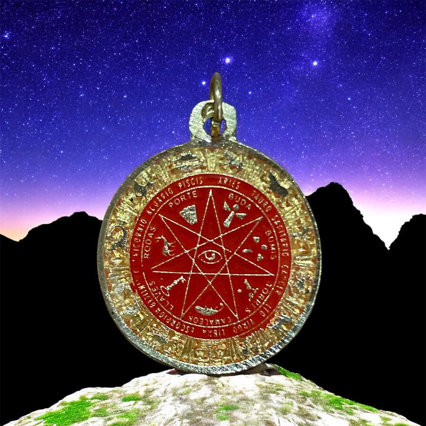Star Pendant 12 Zodiac Signs in encapsulated metal