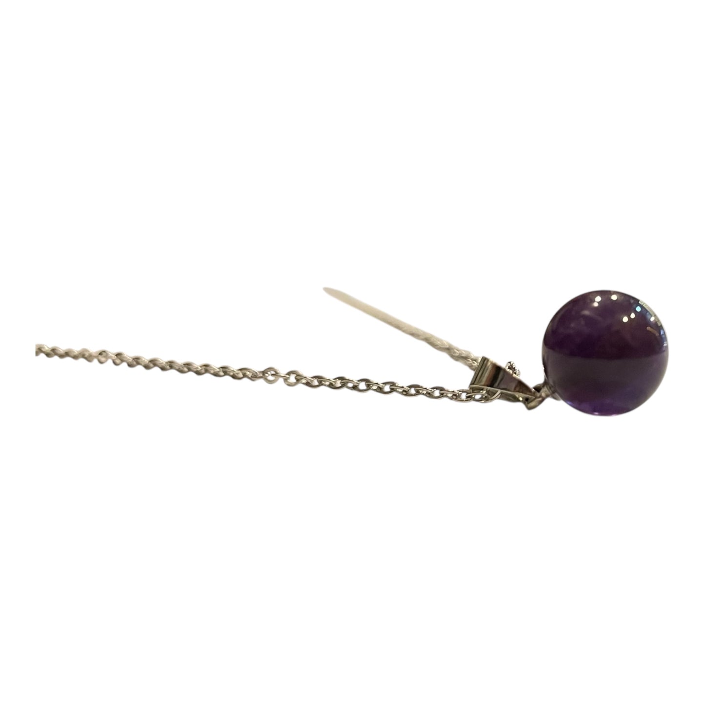 cuarzo en esfera con cadena de acero
