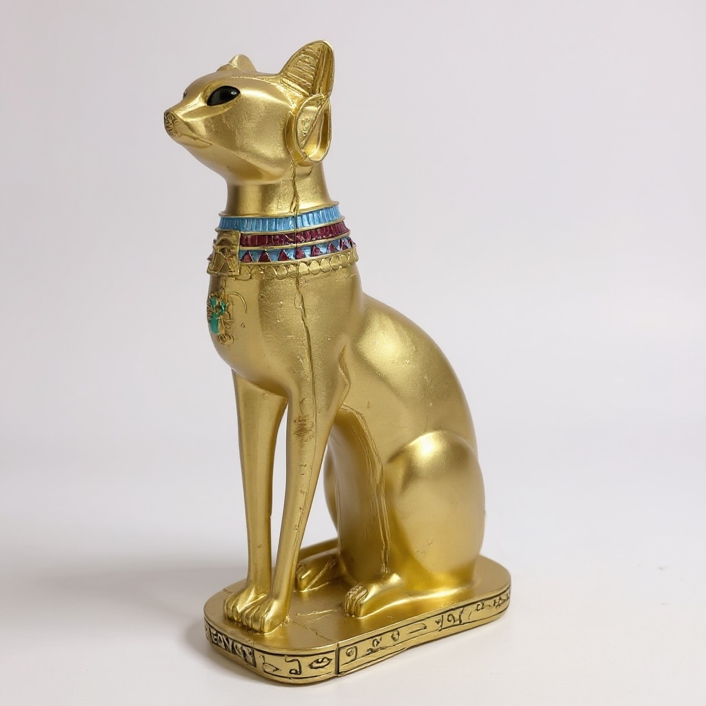 Bastet Egipcio Escultura De Resina 34x17x11cm
