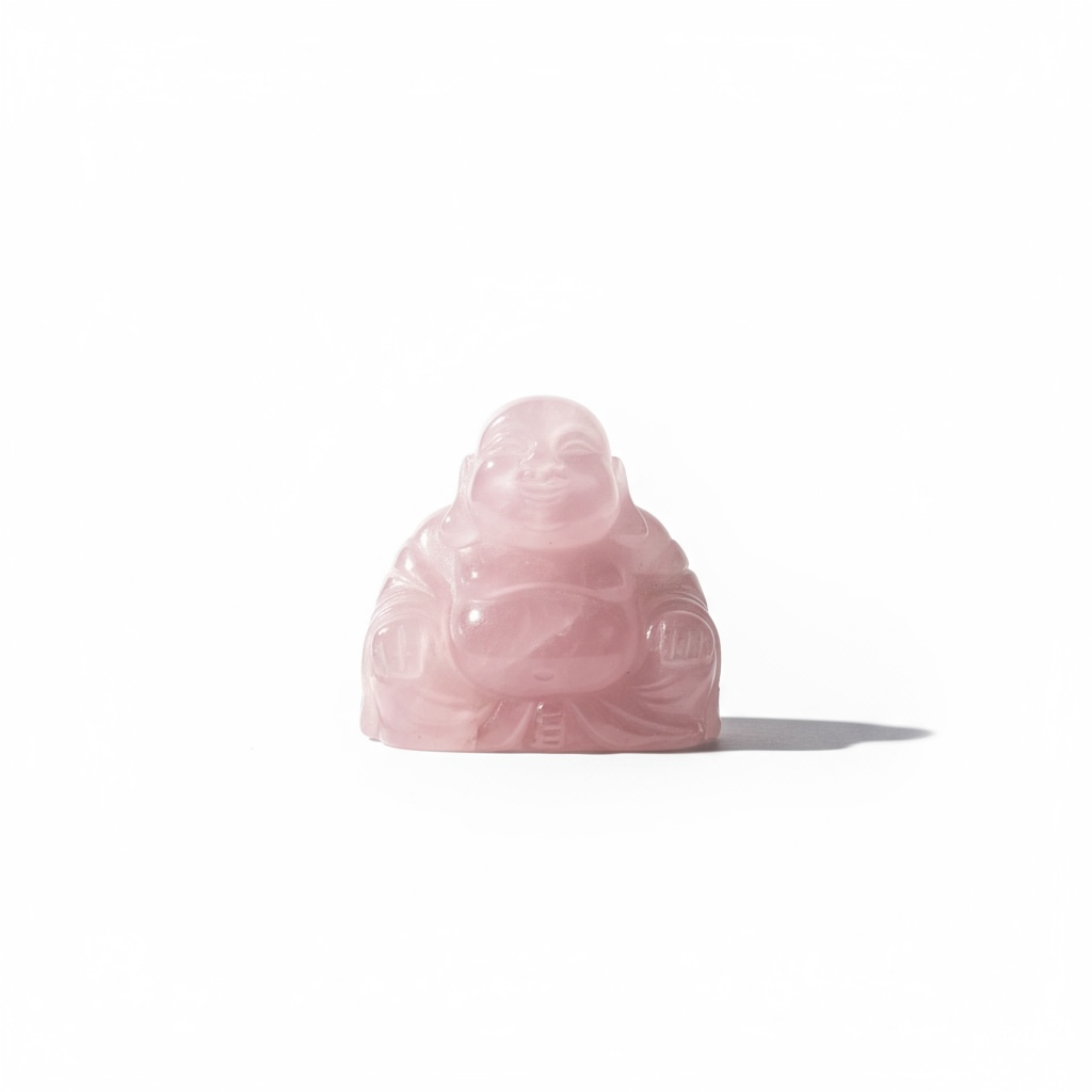 Escultura De Cuarzo Rosa En Forma De Buda