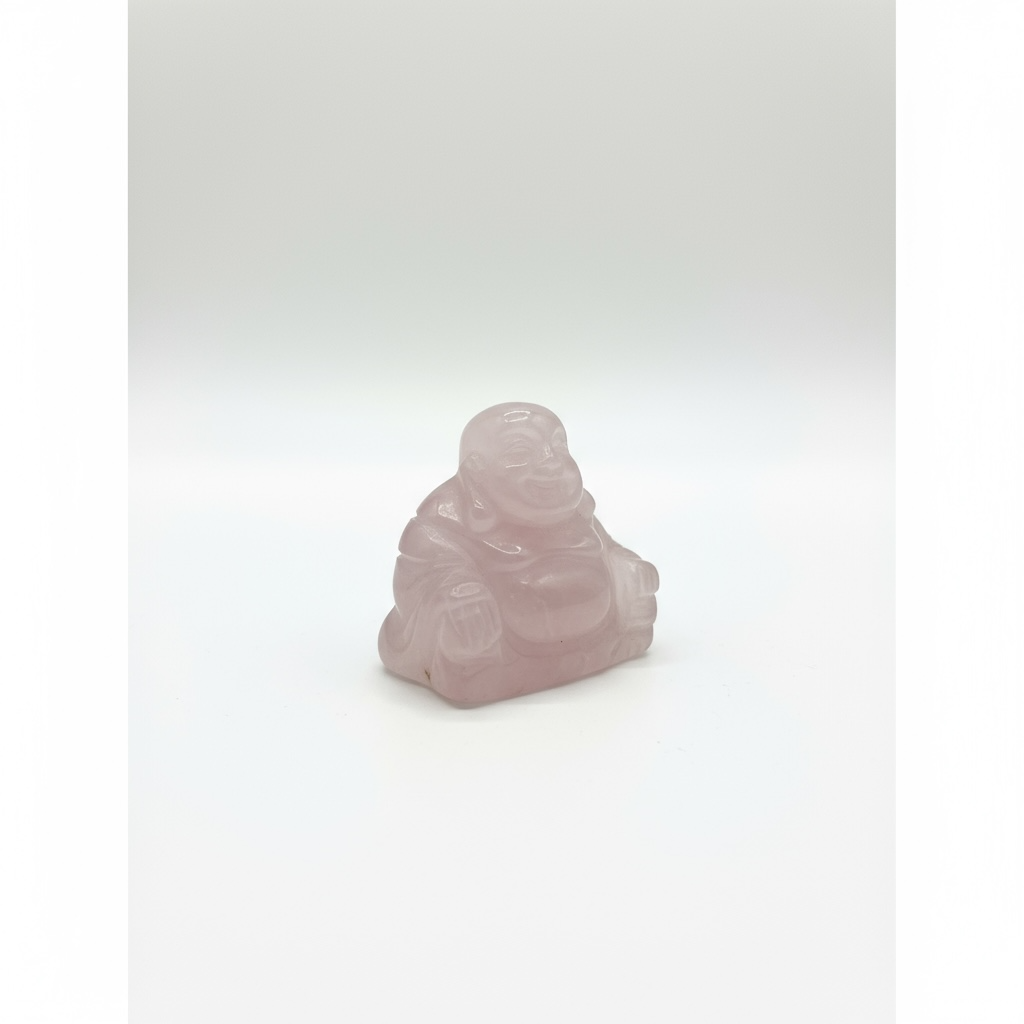 Escultura De Cuarzo Rosa En Forma De Buda