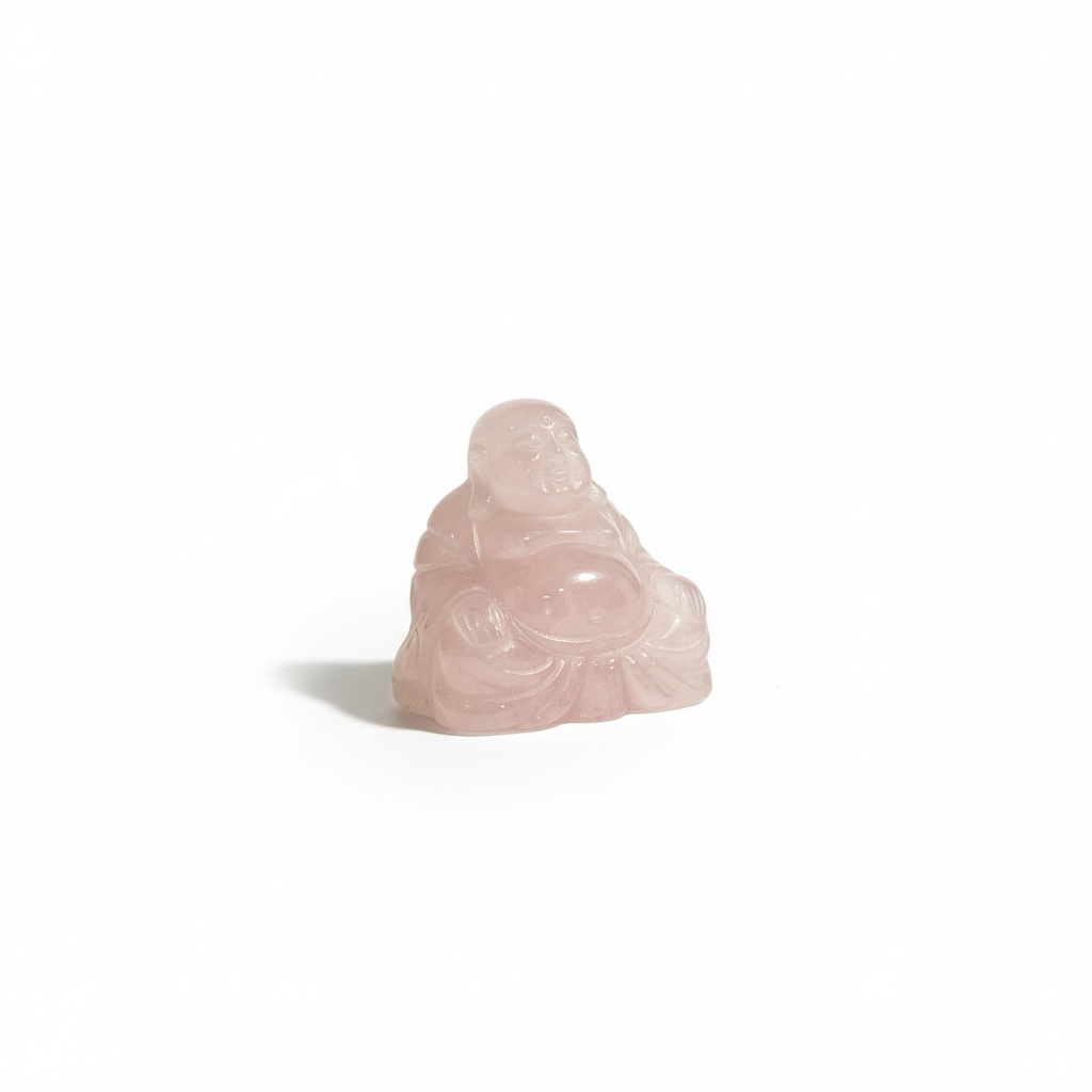 Escultura De Cuarzo Rosa En Forma De Buda