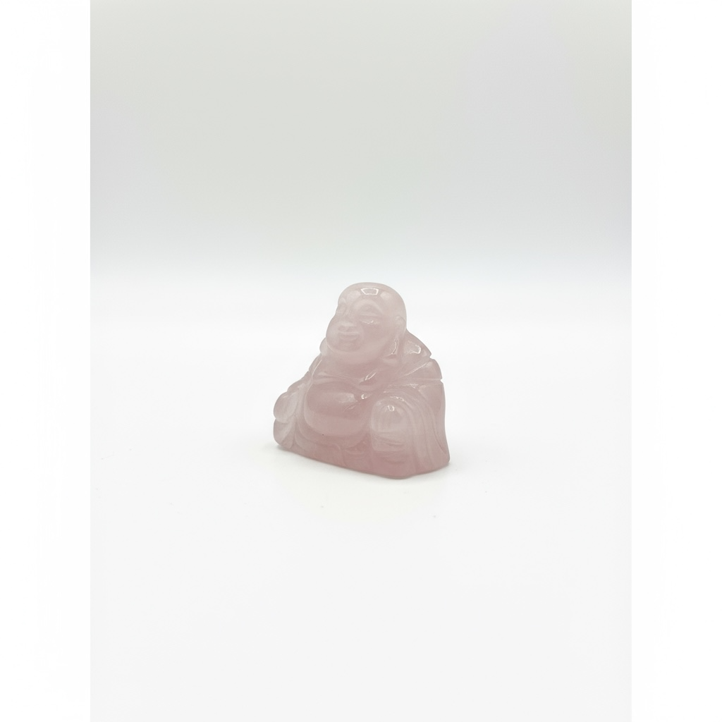 Escultura De Cuarzo Rosa En Forma De Buda