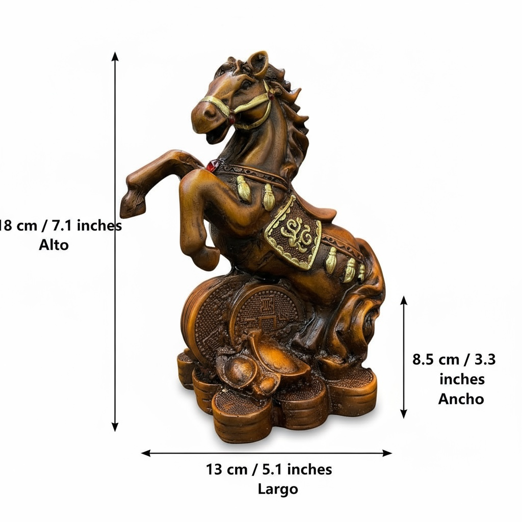Caballo Año Chino Estatua De Resina 18x13x8.5 Cm
