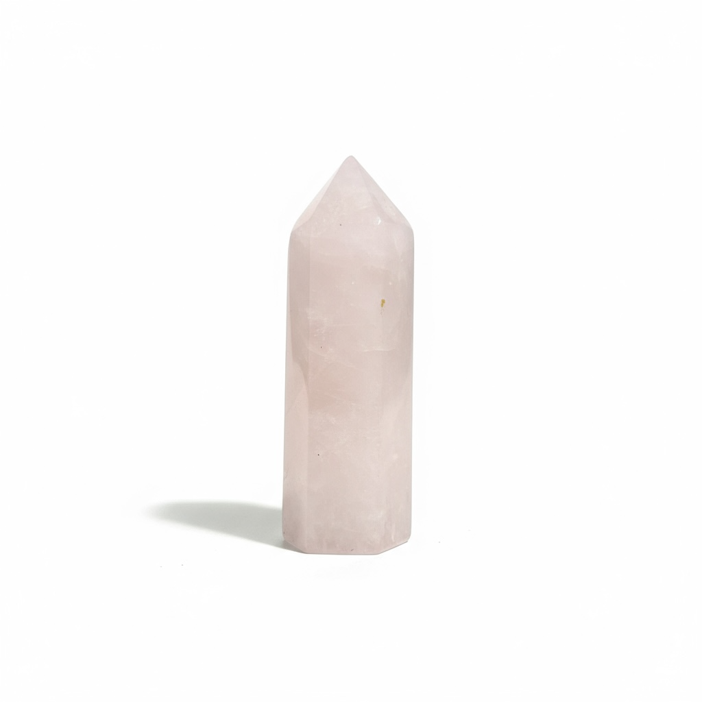 Obelisco De Cuarzo Rosa Con Los Chakras Grabados