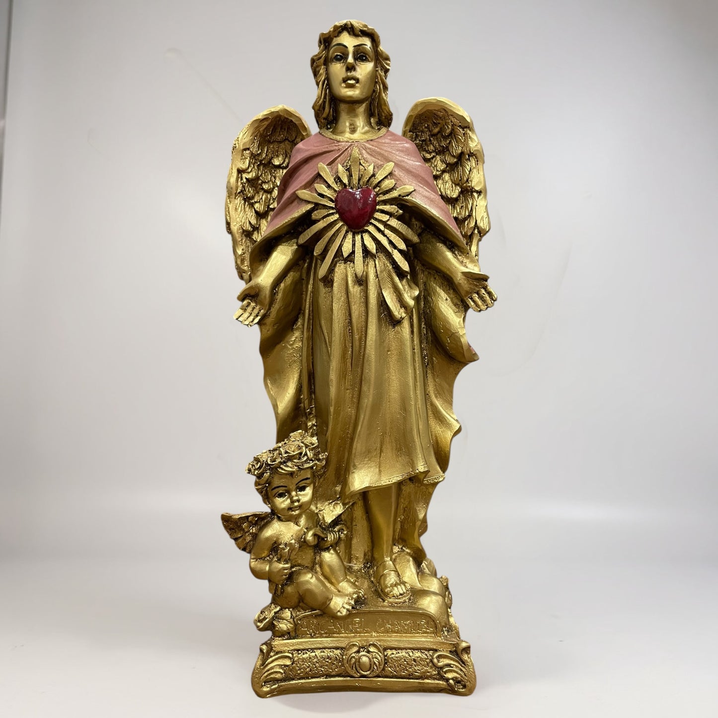 Erzengel Gabriel, Figur aus goldenem Kunstharz, mittelgroß, 22 cm hoch