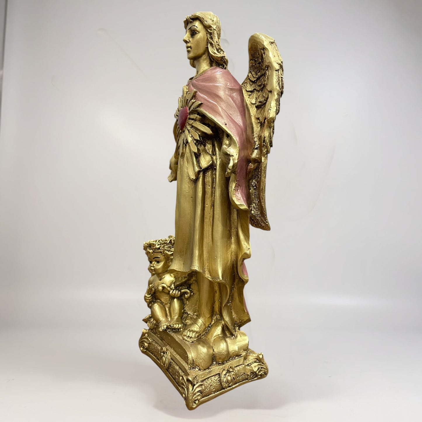 Erzengel Gabriel, Figur aus goldenem Kunstharz, mittelgroß, 22 cm hoch
