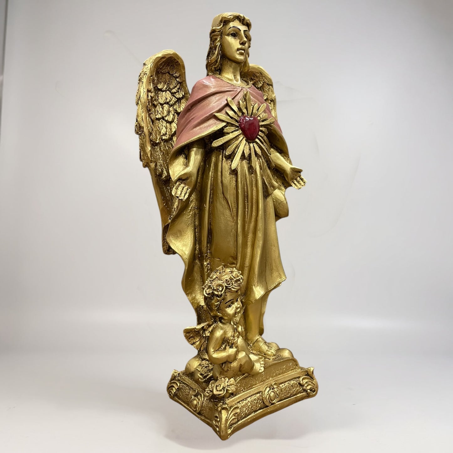 Erzengel Gabriel, Figur aus goldenem Kunstharz, mittelgroß, 22 cm hoch