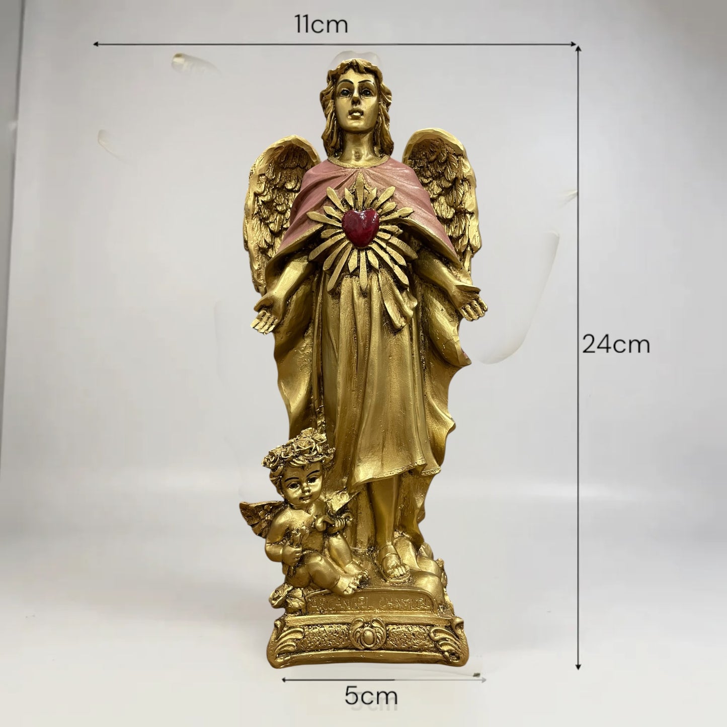 Erzengel Gabriel, Figur aus goldenem Kunstharz, mittelgroß, 22 cm hoch