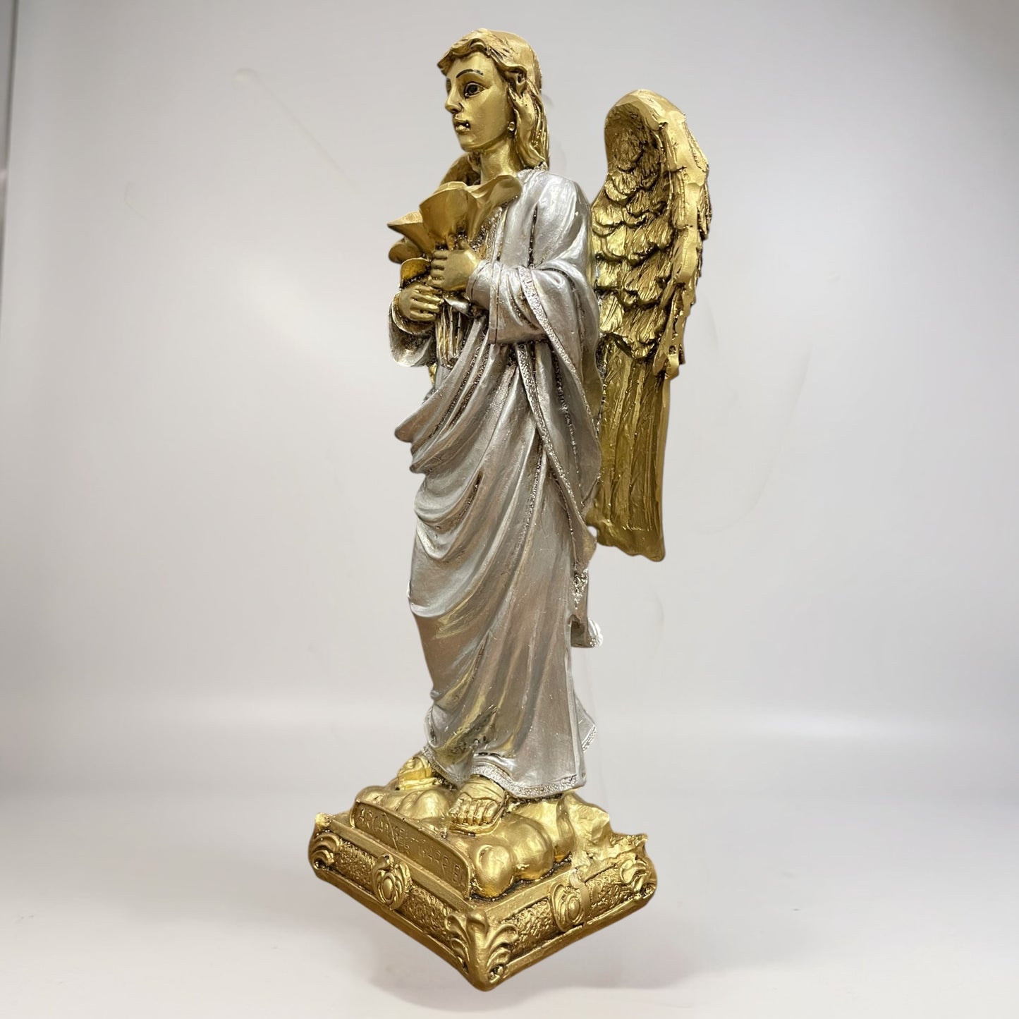 Erzengel Gabriel, Figur aus goldenem Kunstharz, mittelgroß, 22 cm hoch
