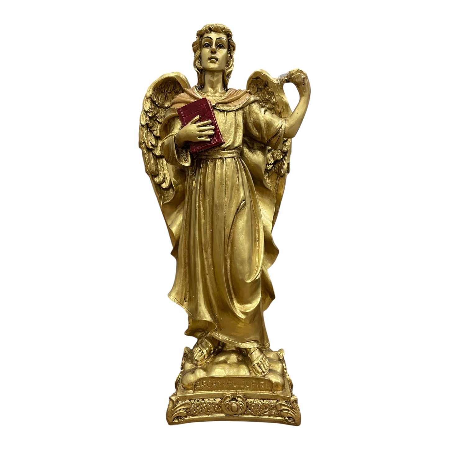 Erzengel Gabriel, Figur aus goldenem Kunstharz, mittelgroß, 22 cm hoch