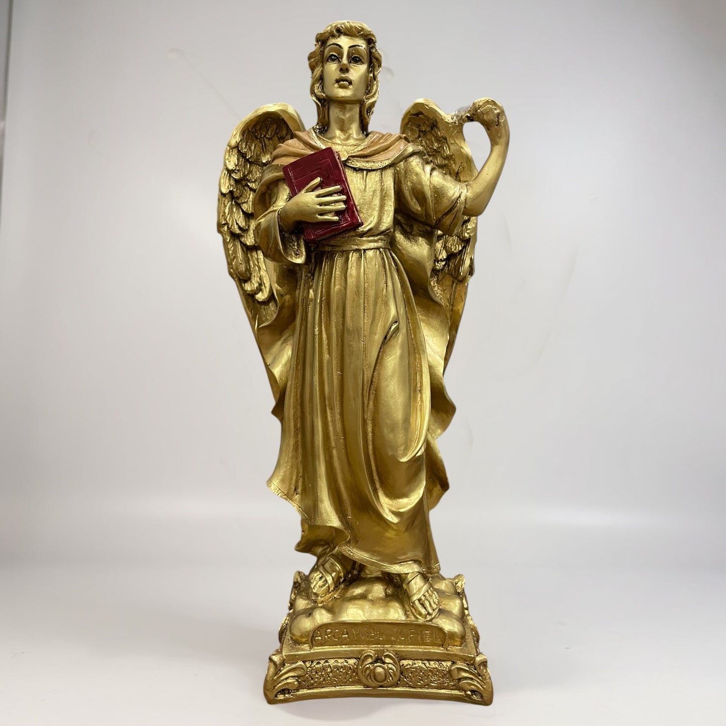 Erzengel Gabriel, Figur aus goldenem Kunstharz, mittelgroß, 22 cm hoch