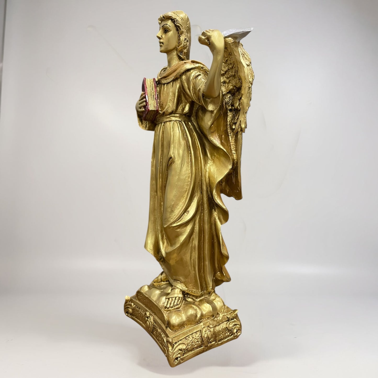 Erzengel Gabriel, Figur aus goldenem Kunstharz, mittelgroß, 22 cm hoch