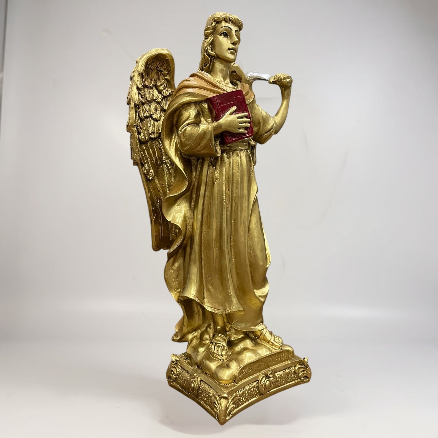 Erzengel Gabriel, Figur aus goldenem Kunstharz, mittelgroß, 22 cm hoch