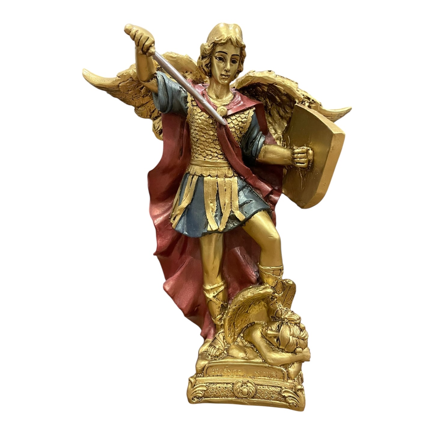 Erzengel Gabriel, Figur aus goldenem Kunstharz, mittelgroß, 22 cm hoch
