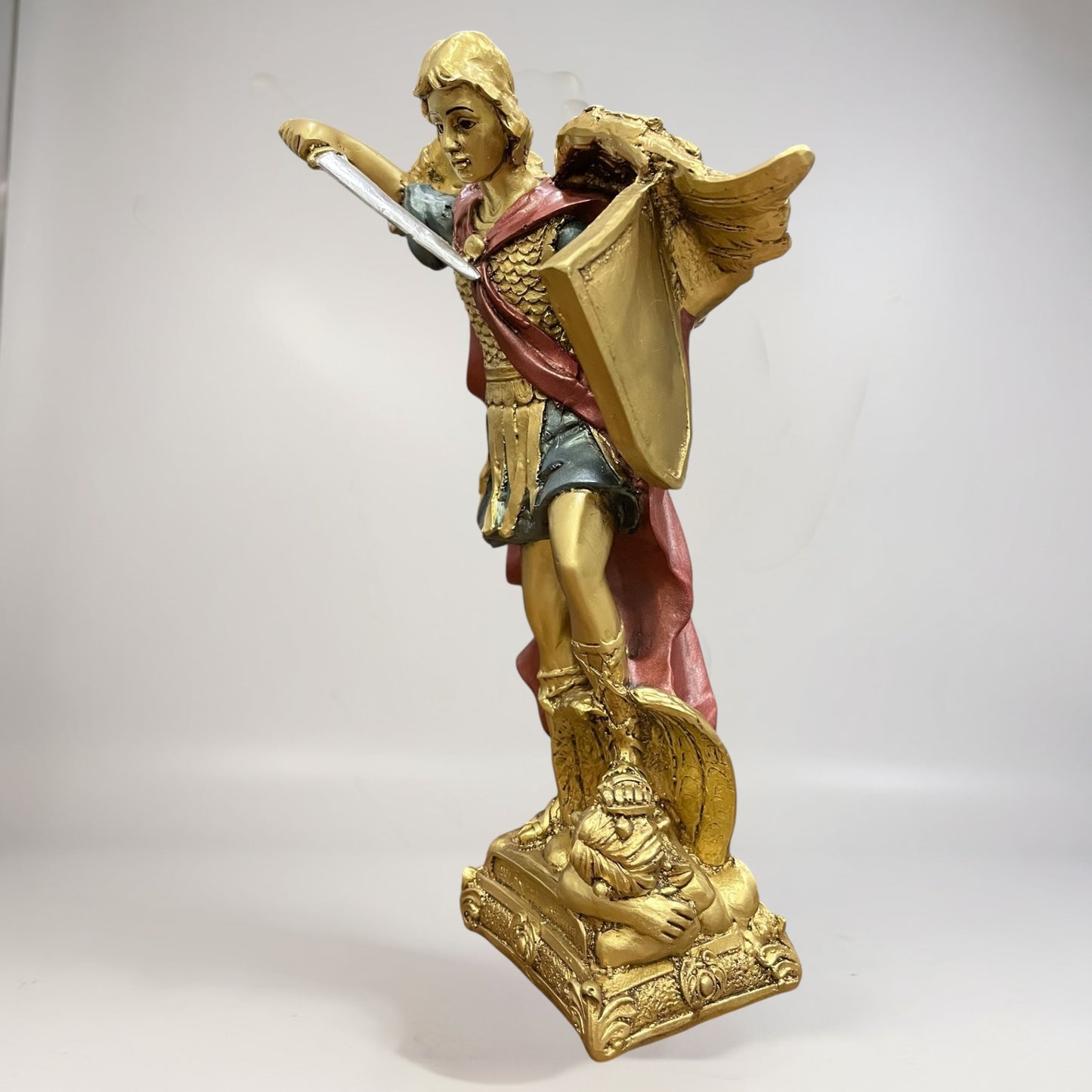 Erzengel Gabriel, Figur aus goldenem Kunstharz, mittelgroß, 22 cm hoch