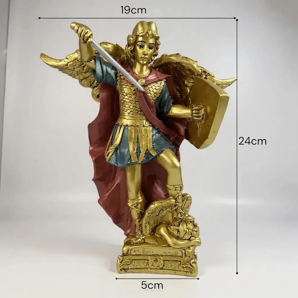 Erzengel Gabriel, Figur aus goldenem Kunstharz, mittelgroß, 22 cm hoch