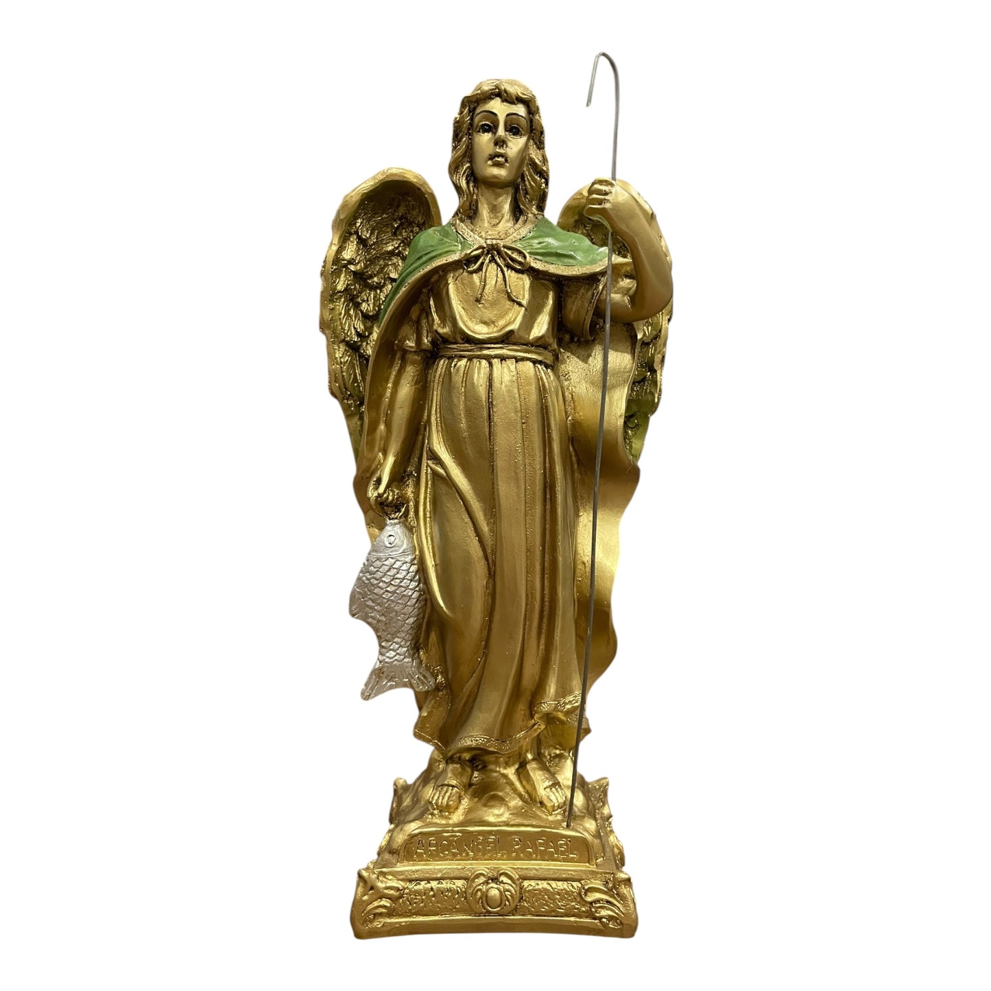 Erzengel Gabriel, Figur aus goldenem Kunstharz, mittelgroß, 22 cm hoch