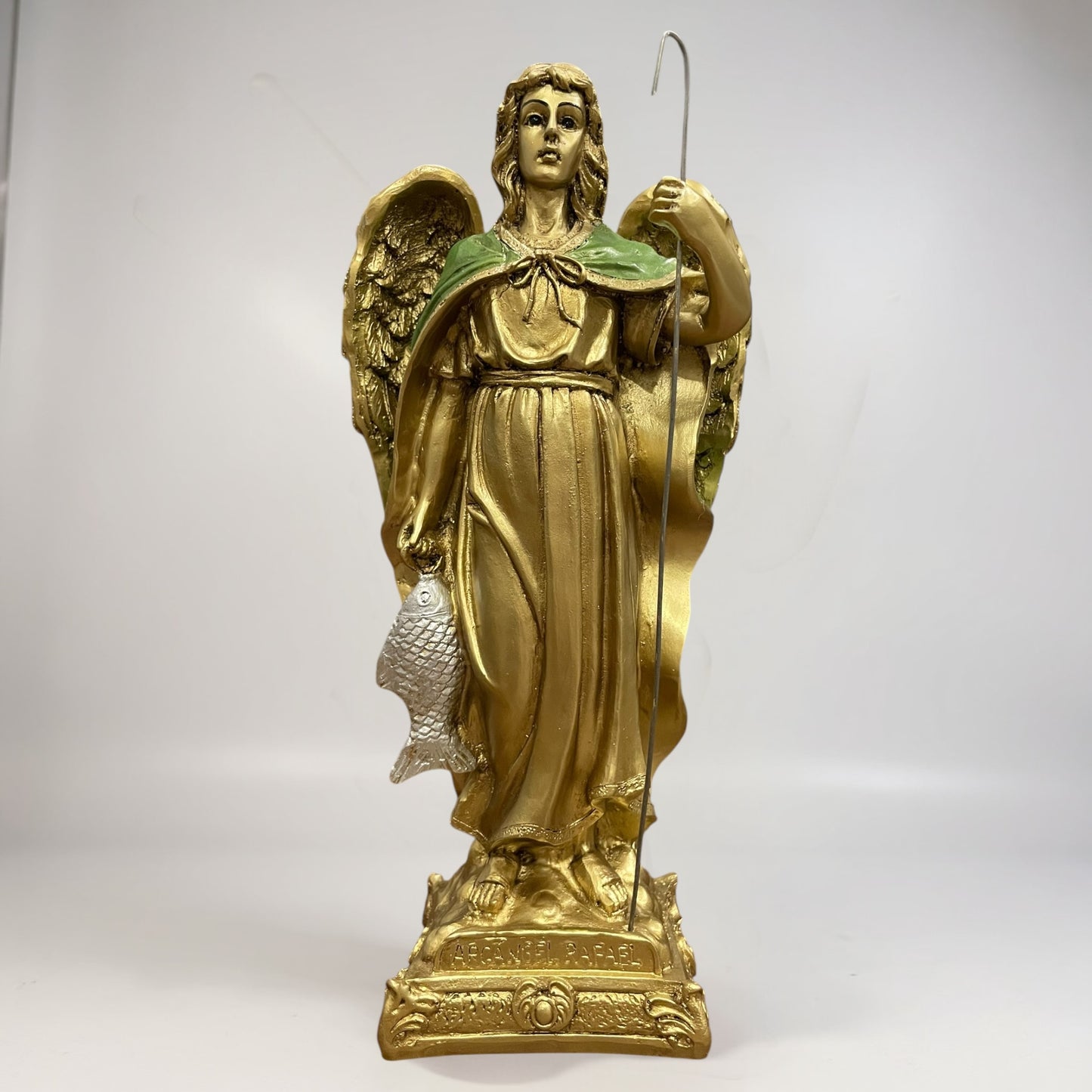 Erzengel Gabriel, Figur aus goldenem Kunstharz, mittelgroß, 22 cm hoch