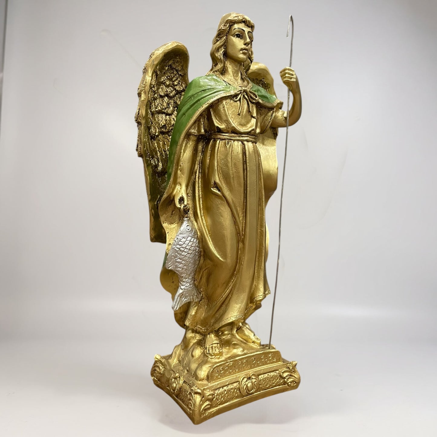 Erzengel Gabriel, Figur aus goldenem Kunstharz, mittelgroß, 22 cm hoch