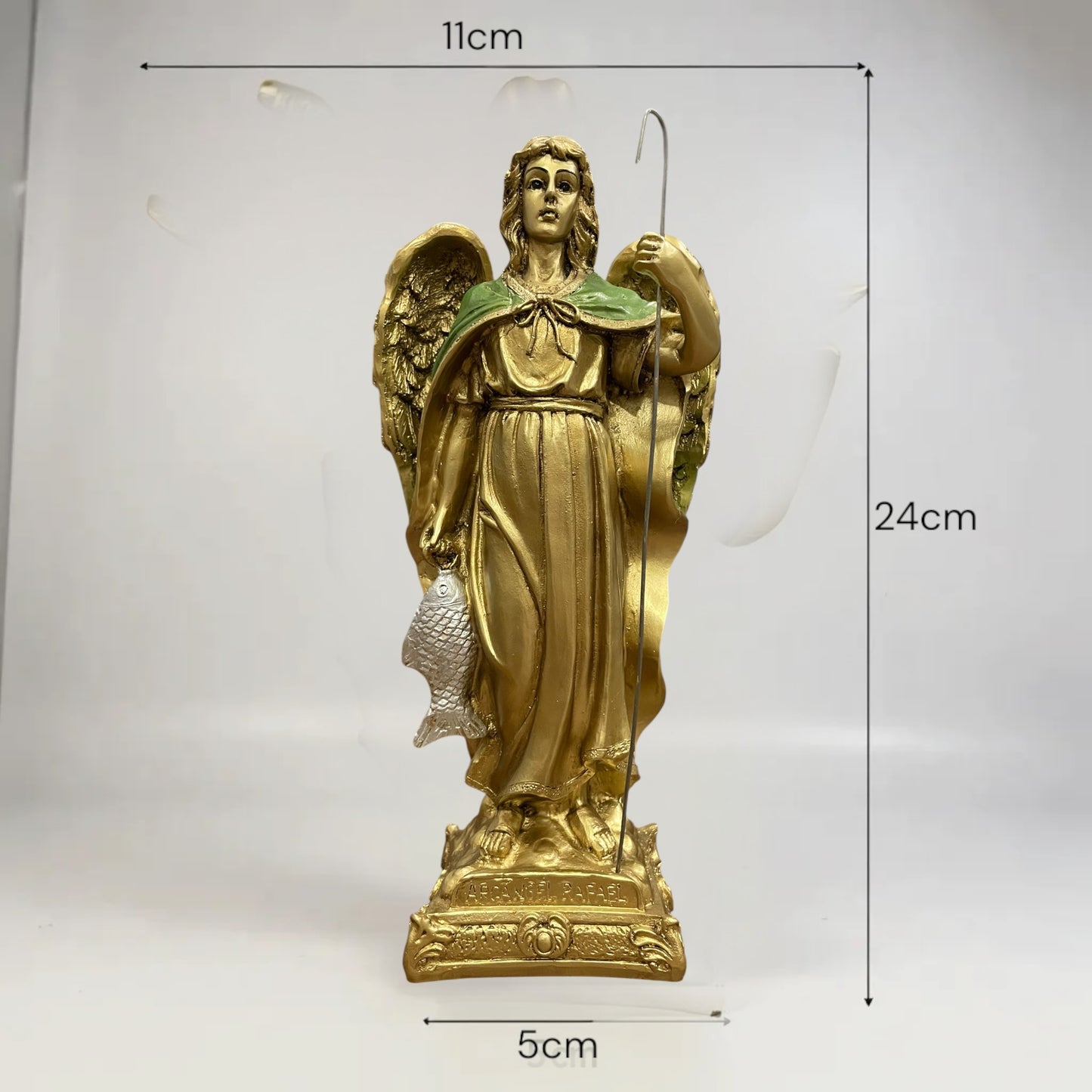 Erzengel Gabriel, Figur aus goldenem Kunstharz, mittelgroß, 22 cm hoch