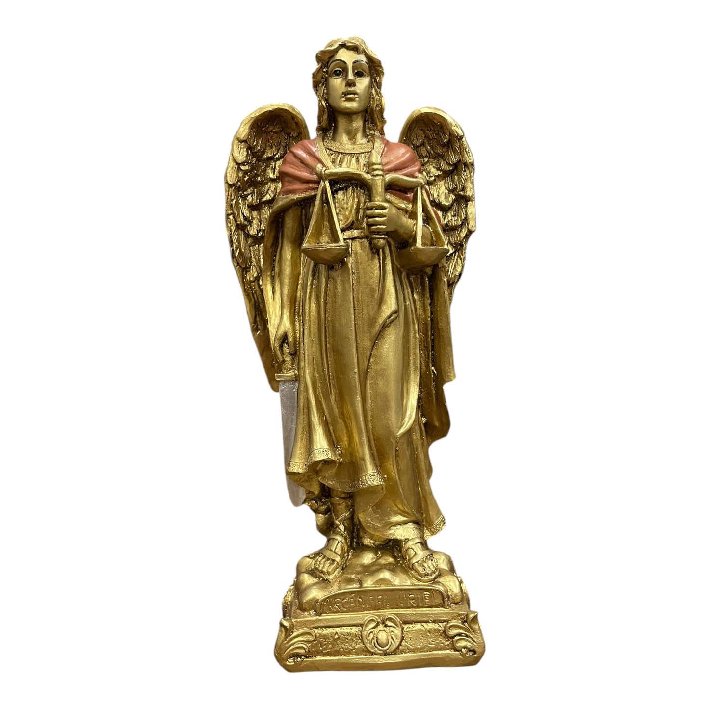 Erzengel Gabriel, Figur aus goldenem Kunstharz, mittelgroß, 22 cm hoch