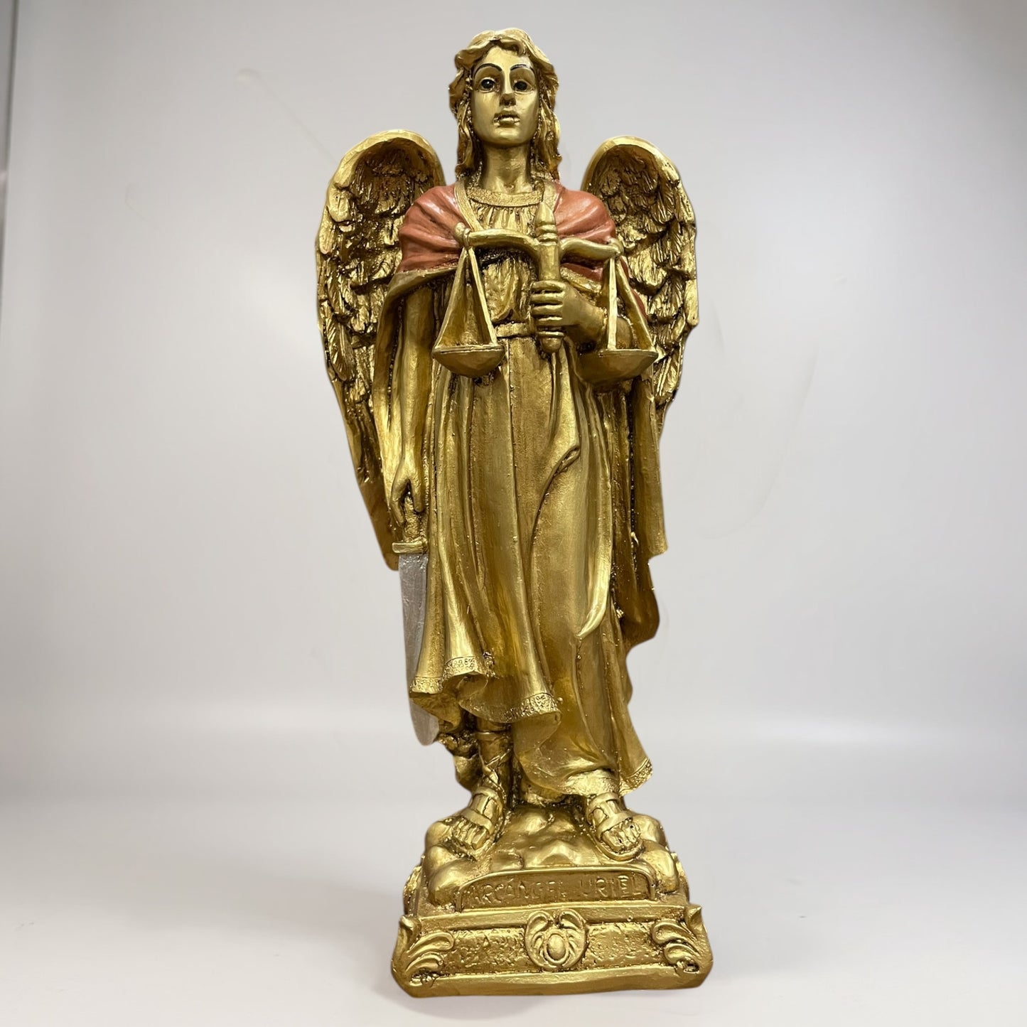 Erzengel Gabriel, Figur aus goldenem Kunstharz, mittelgroß, 22 cm hoch