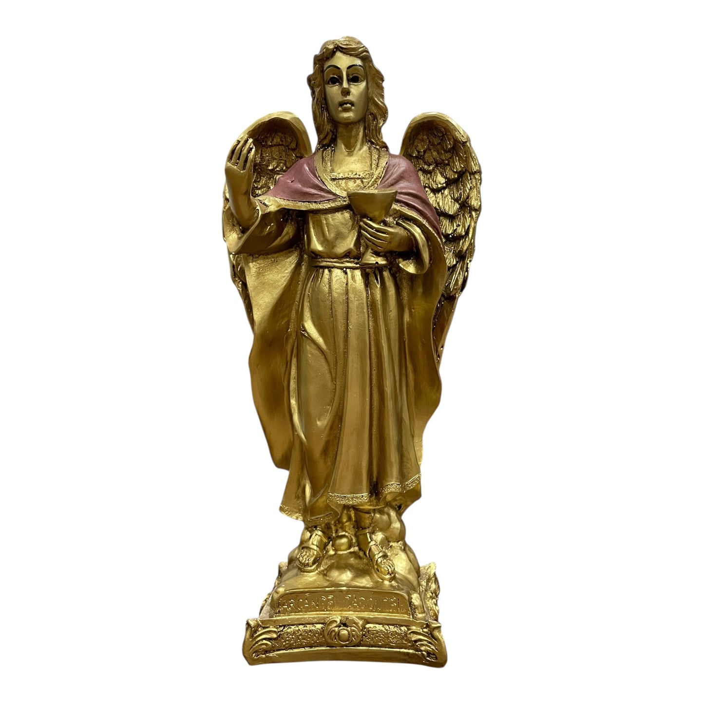 Erzengel Gabriel, Figur aus goldenem Kunstharz, mittelgroß, 22 cm hoch