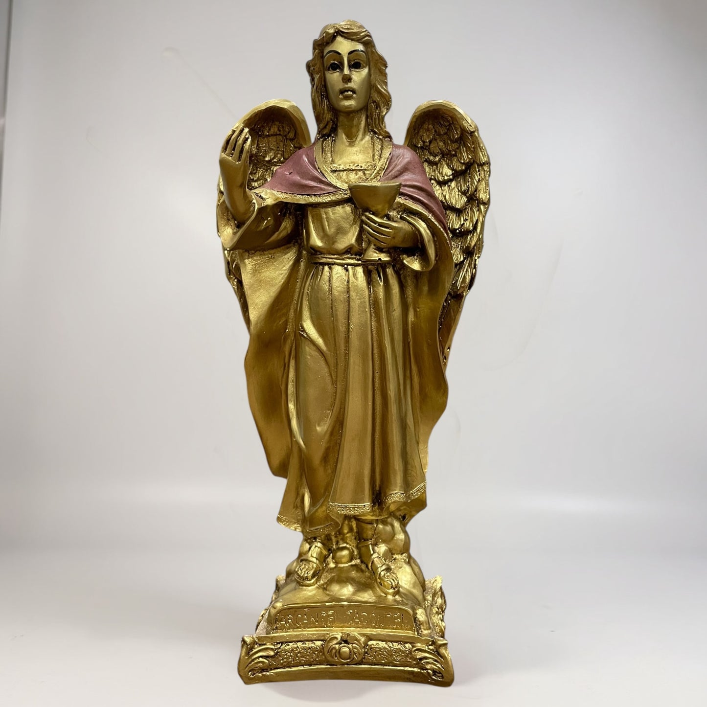 Erzengel Gabriel, Figur aus goldenem Kunstharz, mittelgroß, 22 cm hoch