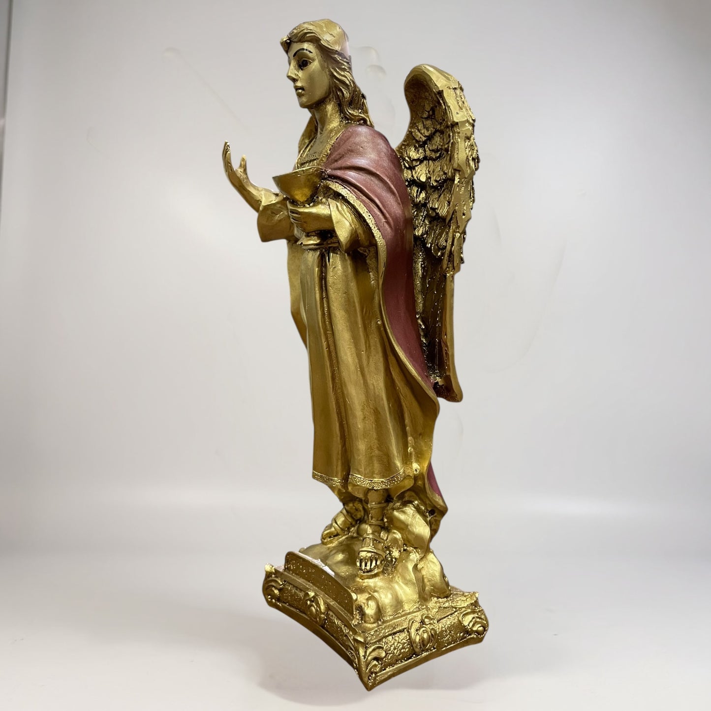 Erzengel Gabriel, Figur aus goldenem Kunstharz, mittelgroß, 22 cm hoch