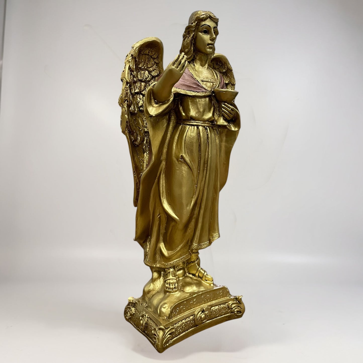 Erzengel Gabriel, Figur aus goldenem Kunstharz, mittelgroß, 22 cm hoch
