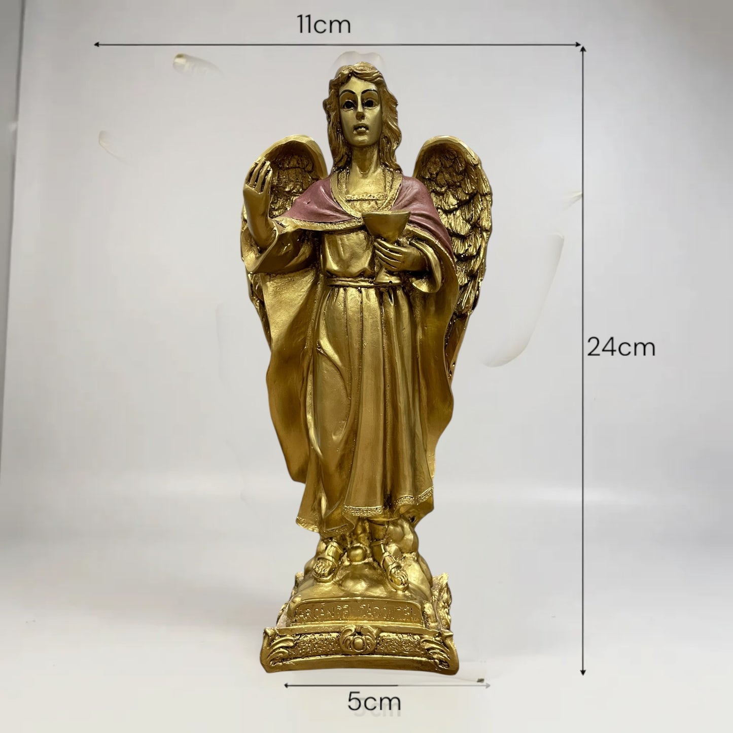 Erzengel Gabriel, Figur aus goldenem Kunstharz, mittelgroß, 22 cm hoch