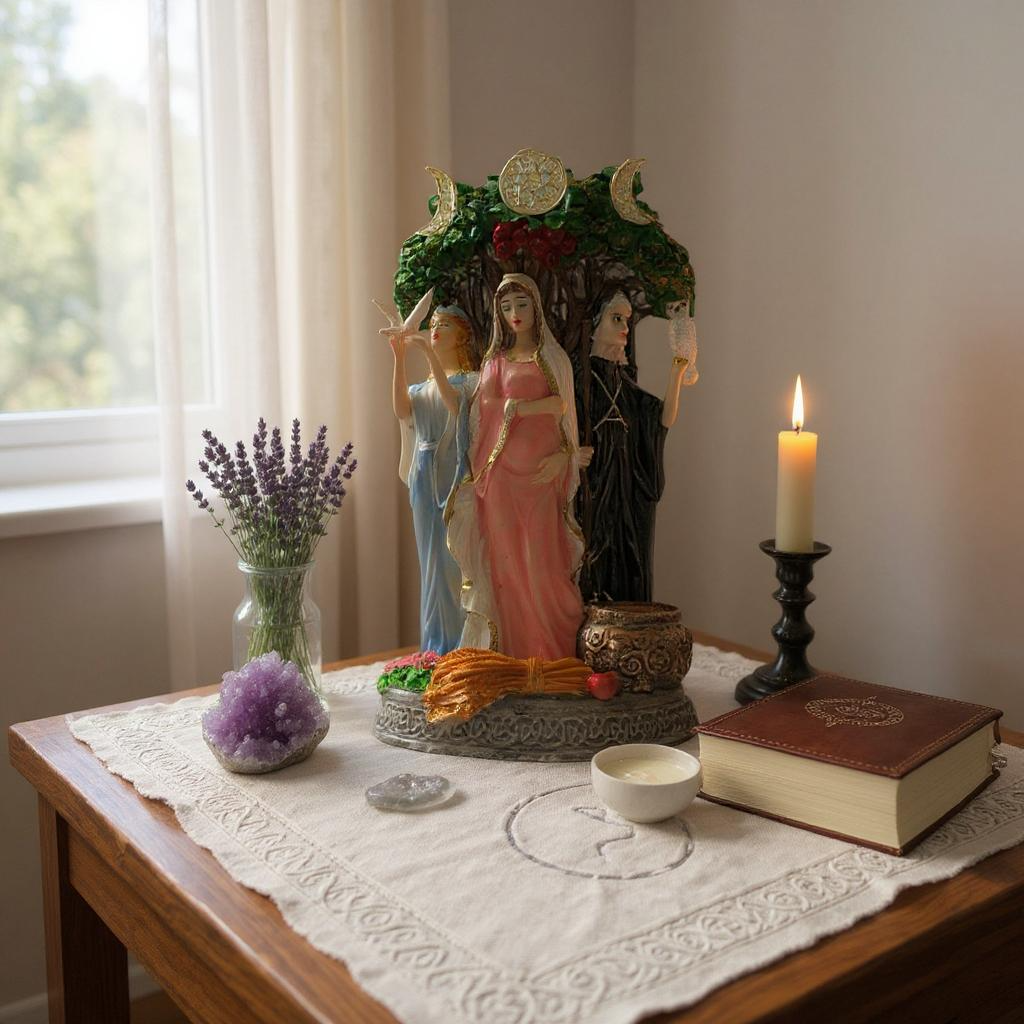 Triple Goddess Hecate Celtic Goddess Resin Figure 25 Cm