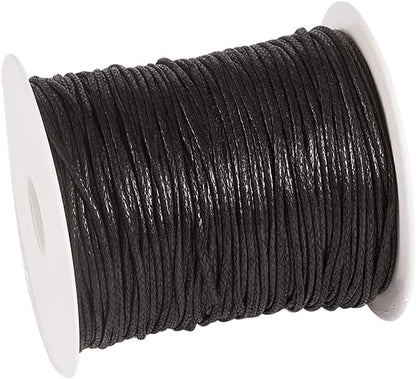 Pulsera de macramé con cordón de algodón encerado de 100 yardas, 1,5 mm, para hacer joyas, hilo encerado (negro)