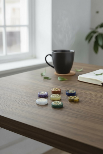 7 Chakren Quarz in Goldfolie eingraviert