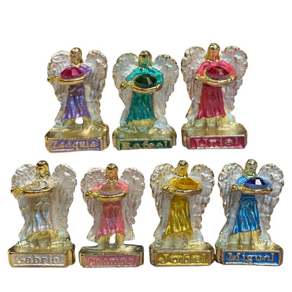 Set of 7 Archangels, Miniature Figures, Brass Plated 39mm
